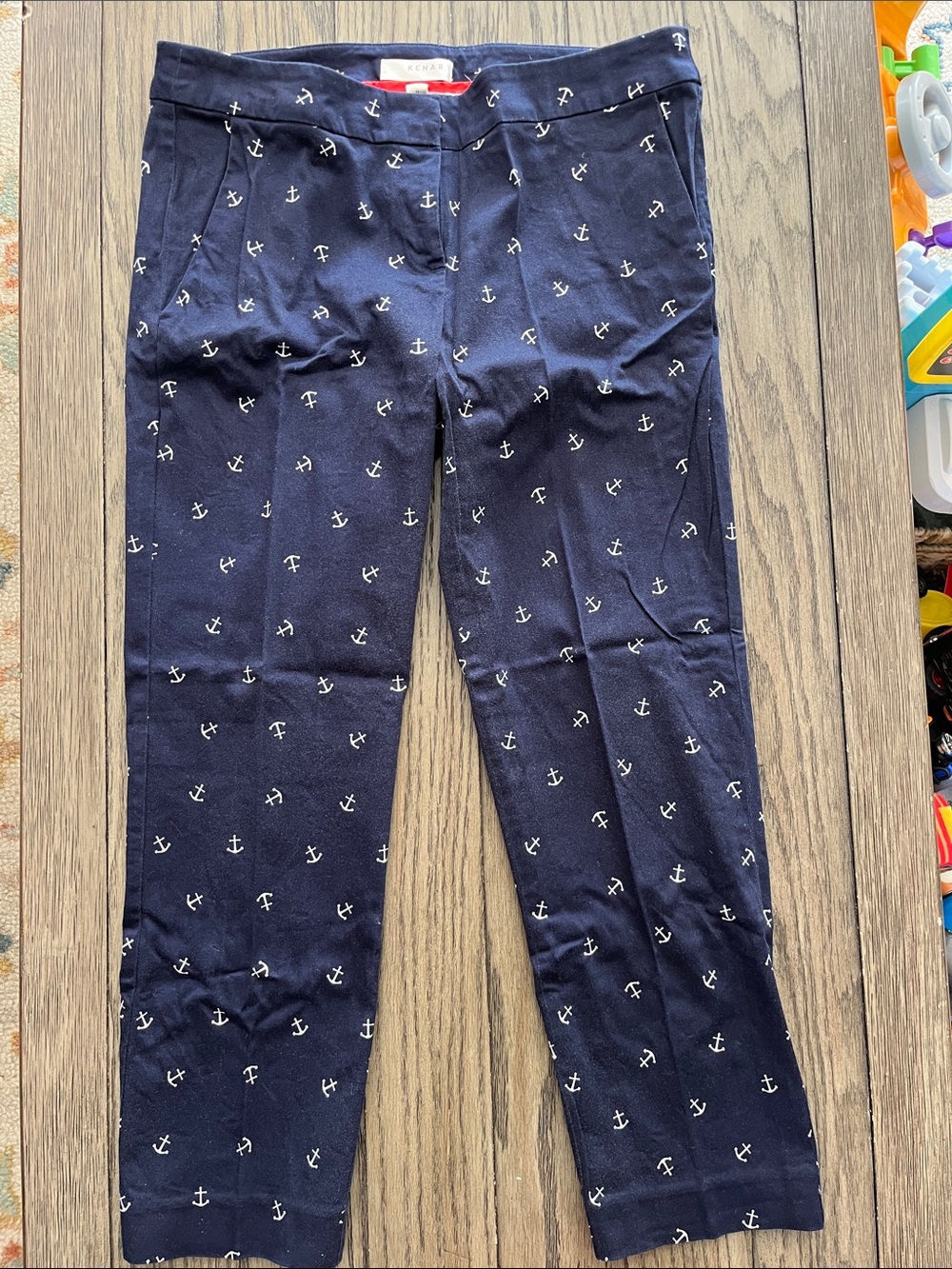 Kenar Navy Capris with White Anchor Print